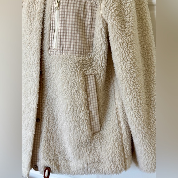 Madewell Cream Sherpa Jacket with Brown Check size S - Picture 6 of 10